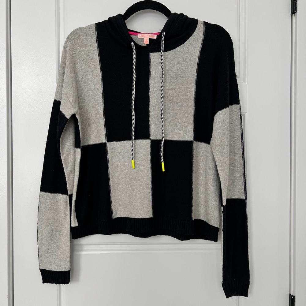 Lisa Todd Grey and Black Hooded Sweater - Size S